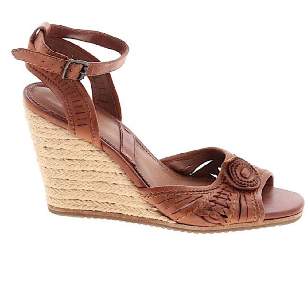 Frye brown leather wedge sandals 8.5